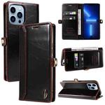 For iPhone 13 Pro Max GQUTROBE RFID Blocking Oil Wax Leather Case (Brown)