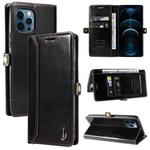For iPhone 12 Pro Max GQUTROBE RFID Blocking Oil Wax Leather Case(Black)