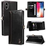 For iPhone X / XS GQUTROBE RFID Blocking Oil Wax Leather Case(Black)