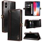 For iPhone X / XS GQUTROBE RFID Blocking Oil Wax Leather Case(Brown)