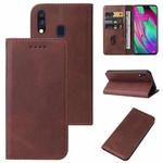 For Samsung Galaxy A40 Magnetic Closure Leather Phone Case(Brown)
