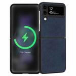 For Samsung Galaxy Z Flip3 5G Lambskin Texture Leather Folded Phone Case(Dark Blue)