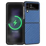 For Samsung Galaxy Z Flip3 5G Carbon Fiber Texture Leather Folded Phone Case(Blue)