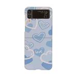For Samsung Galaxy Z Flip4 Flowers Pattern Folded Phone Case(Blue Heart)