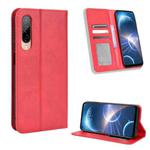 For HTC Desire 22 Pro Magnetic Buckle Retro Texture Leather Phone Case(Red)
