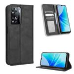 For OPPO A57 5G / 4G Magnetic Buckle Retro Texture Leather Phone Case(Black)