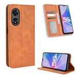 For OPPO A97 5G Magnetic Buckle Retro Texture Leather Phone Case(Brown)