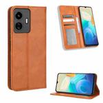 For vivo Y77 5G Magnetic Buckle Retro Texture Leather Phone Case(Brown)