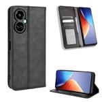 For Tecno Camon 19 Pro Magnetic Buckle Retro Texture Leather Phone Case(Black)