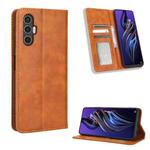 For Tecno Pova3 Magnetic Buckle Retro Texture Leather Phone Case(Brown)