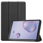 For Galaxy Tab A 8.4 (2020) Custer Pattern Pure Color Horizontal Flip Leather Case with Three-folding Holder(Black)