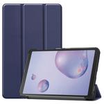 For Galaxy Tab A 8.4 (2020) Custer Pattern Pure Color Horizontal Flip Leather Case with Three-folding Holder(Blue)
