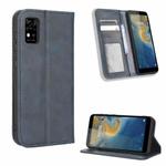 For ZTE Avid 589 Z5158 Magnetic Buckle Retro Texture Leather Phone Case(Blue)