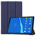For Lenovo M10 Plus TB-X606F Custer Pattern Pure Color Horizontal Flip Leather Case with Three-folding Holder & Sleep / Wake-up Function(Blue)