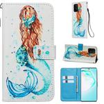 For Galaxy M80s Colored Drawing Pattern Plain Weave Horizontal Flip Leather Case with Holder & Card Slot & Wallet&Lanyard(Mermaid)