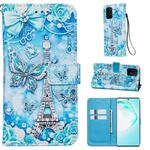 For Galaxy M80s Colored Drawing Pattern Plain Weave Horizontal Flip Leather Case with Holder & Card Slot & Wallet&Lanyard(Tower Butterfly)