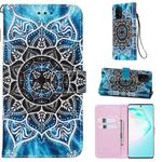 For Galaxy A91 Colored Drawing Pattern Plain Weave Horizontal Flip Leather Case with Holder & Card Slot & Wallet&Lanyard(Blue Mandala)