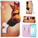 For Galaxy A91 Colored Drawing Pattern Plain Weave Horizontal Flip Leather Case with Holder & Card Slot & Wallet&Lanyard(Hound Kiss)