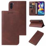 For Samsung Galaxy M11 Magnetic Closure Leather Phone Case(Brown)