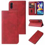 For Samsung Galaxy M11 Magnetic Closure Leather Phone Case(Red)