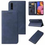 For Samsung Galaxy A20s Magnetic Closure Leather Phone Case(Blue)