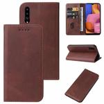 For Samsung Galaxy A20s Magnetic Closure Leather Phone Case(Brown)