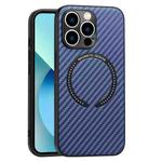 For iPhone 14 Plus MagSafe Magnetic Carbon Fiber Texture Phone Case (Blue)