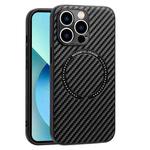 For iPhone 14 Plus MagSafe Magnetic Carbon Fiber Texture Phone Case (Black)