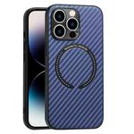 For iPhone 14 Pro Carbon Fiber Texture MagSafe Magnetic Phone Case(Blue)