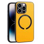 For iPhone 14 Pro Max Carbon Fiber Texture MagSafe Magnetic Phone Case (Yellow)