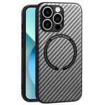 For iPhone 11 MagSafe Magnetic Carbon Fiber Texture Phone Case (Silver Grey)