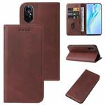 For Honor V40 Lite Magnetic Closure Leather Phone Case(Brown)