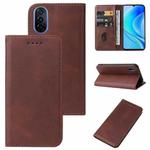 For Huawei Nova Y70 Magnetic Closure Leather Phone Case(Brown)