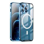 For iPhone 12 Pro MagSafe Frosted Metal Phone Case(Blue)