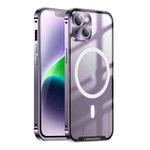 For iPhone 14 Plus MagSafe Frosted Metal Phone Case (Purple)