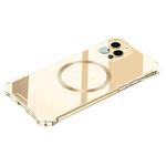 For iPhone 13 Pro Max CD Ring Magnetic Four Corner Airbags Phone Case (Gold)