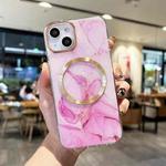 For iPhone 13 Pro Gilt Marble Magsafe Phone Case (Pink Purple)
