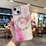 For iPhone 11 Gilt Marble Magsafe Phone Case (Pink)