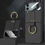 For Samsung Galaxy Z Flip4 GKK Ultra-thin PC Full Coverage Phone Flip Case with Ring Holder(Black)