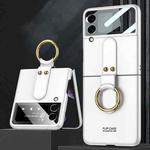 For Samsung Galaxy Z Flip4 GKK Ultra-thin PC Full Coverage Phone Flip Case with Ring Holder(Silver)