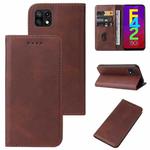 For Samsung Galaxy F42 5G Magnetic Closure Leather Phone Case(Brown)