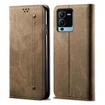 For vivo V25 Pro Denim Texture Casual Style Flip Leather Phone Case(Khaki)