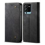 For vivo V25 Pro Denim Texture Casual Style Flip Leather Phone Case(Black)