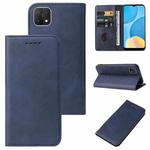 For OPPO A15s Magnetic Closure Leather Phone Case(Blue)