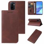 For OPPO A53 Magnetic Closure Leather Phone Case(Brown)