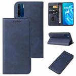 For OPPO A91 Magnetic Closure Leather Phone Case(Blue)