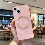 For iPhone 14 Plus CD Texture MagSafe TPU Phone Case (Transparent Pink)