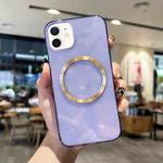 For iPhone 12 mini CD Texture MagSafe TPU Phone Case (Transparent Purple)