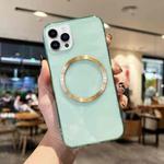 For iPhone 11 Pro Max CD Texture MagSafe TPU Phone Case (Transparent Green)