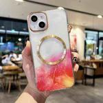 For iPhone 14 Marble MagSafe Clear Phone Case For iPhone  14(Red)